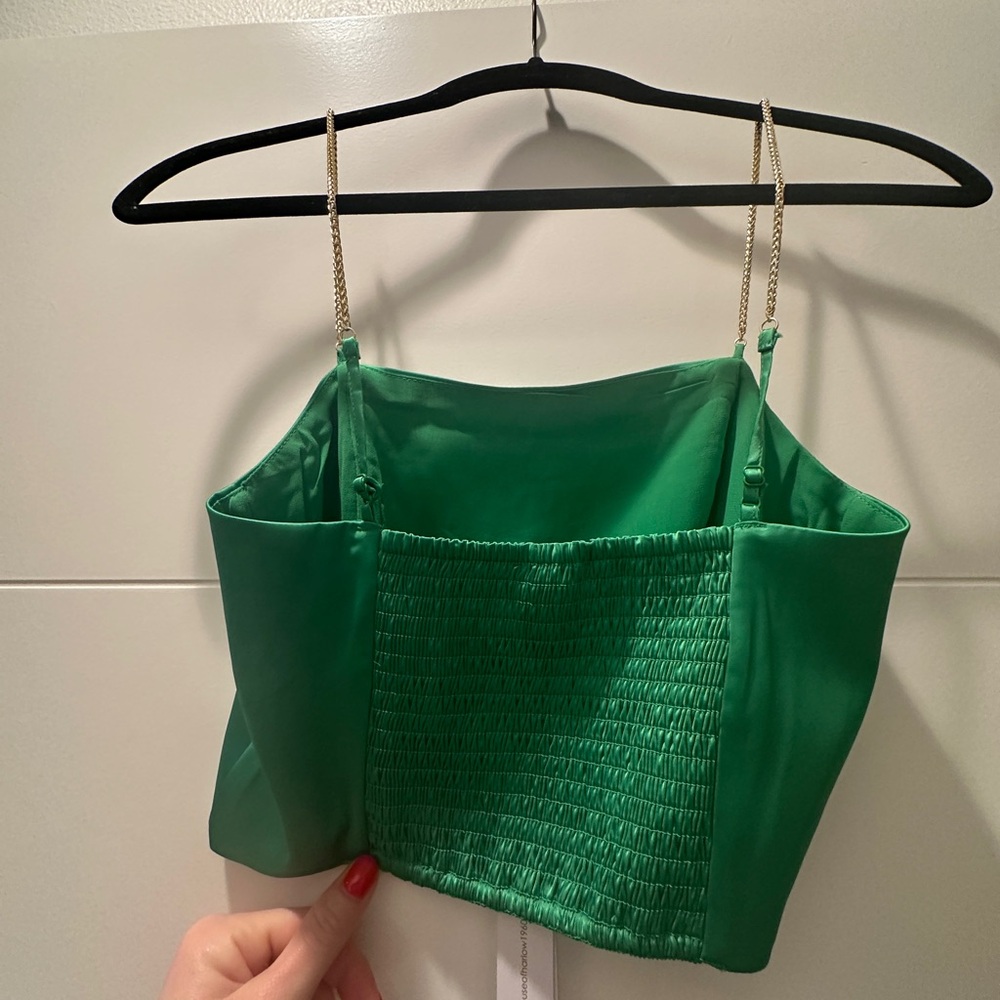 House of Harlow 1960 Green Satin Crop Top & Wide-Leg Pant Set | NWT XS - Picture 12 of 17